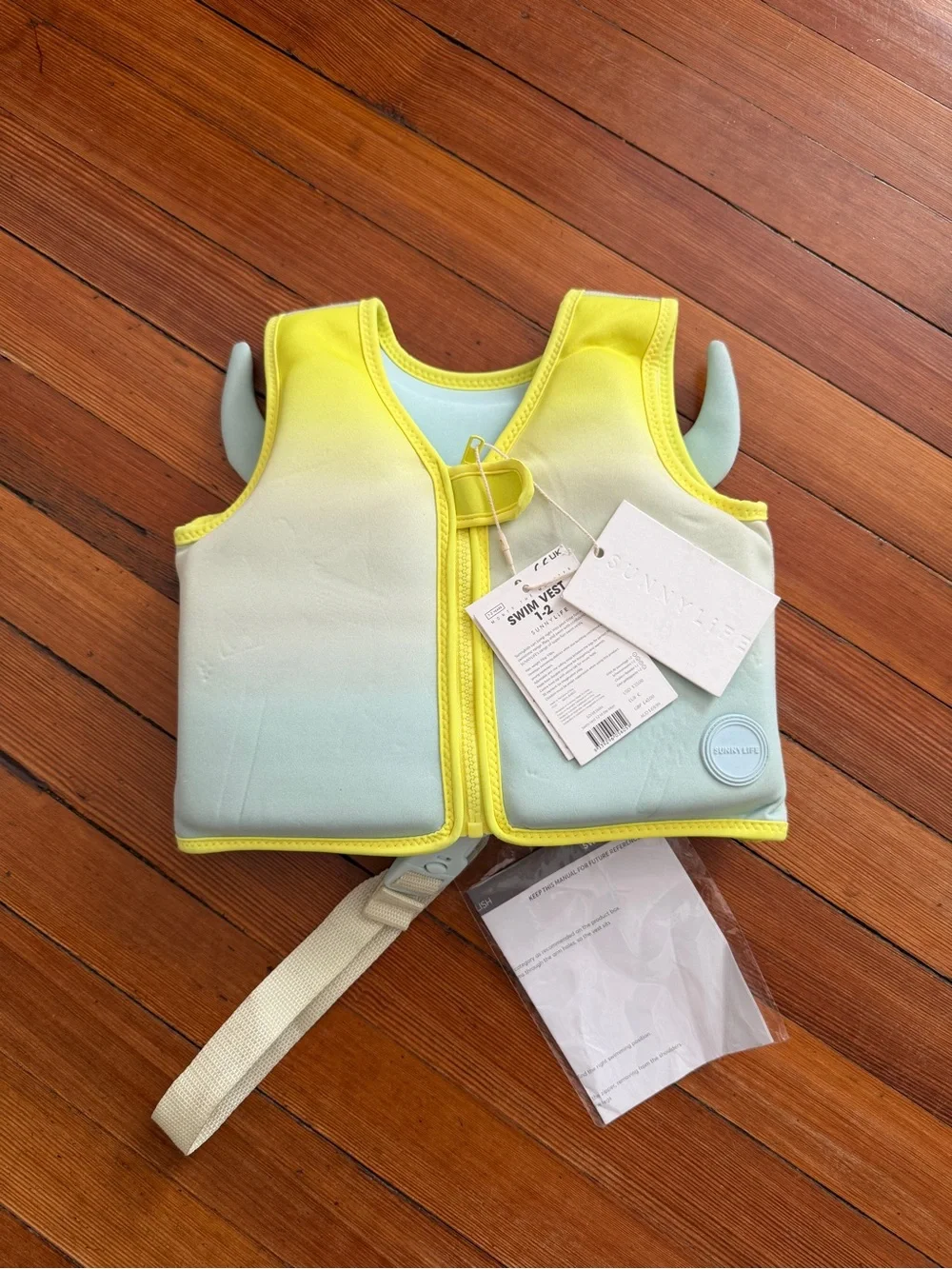 Sunnylife Kids Monster Swim Vest in Yellow and Light Blue